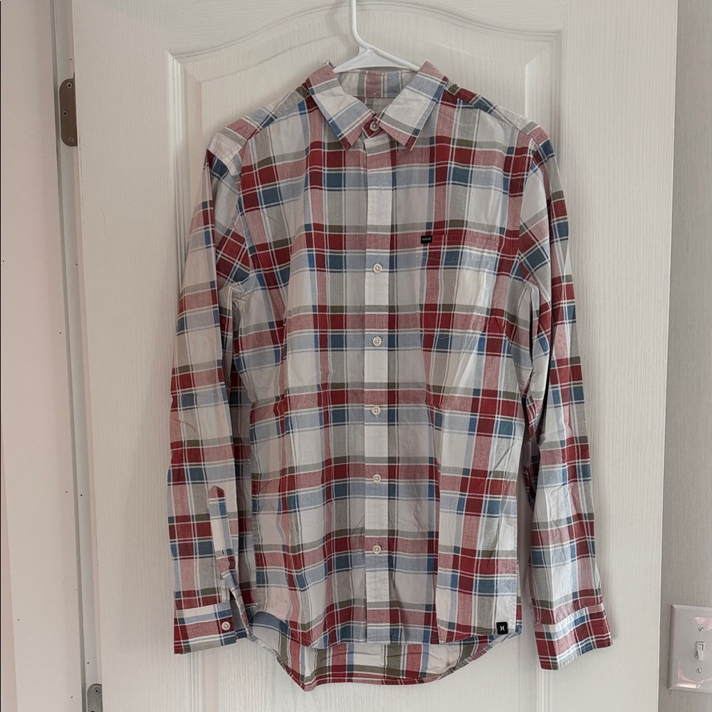 Hurley Red and Blue Plaid Casual Shirt
